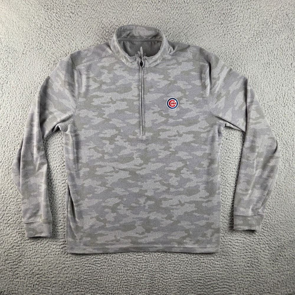 Chicago‎ Cubs Pullover Mens M Gray Camo Johnnie O 1/4 Quarter Zip Golf MLB